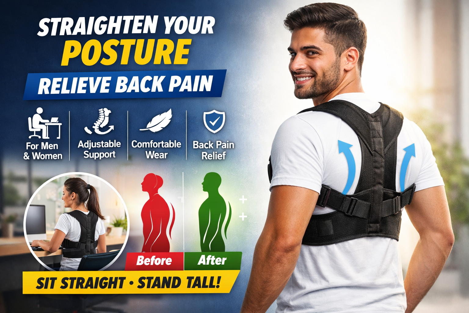 Breathable and Adjustable Posture Corrector Belt for Men and Women